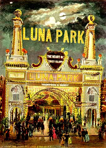 1903 BEAUTIFUL Night Photo LUNA PARK CONEY ISLAND Amusement Park NEW YORK Retro 
